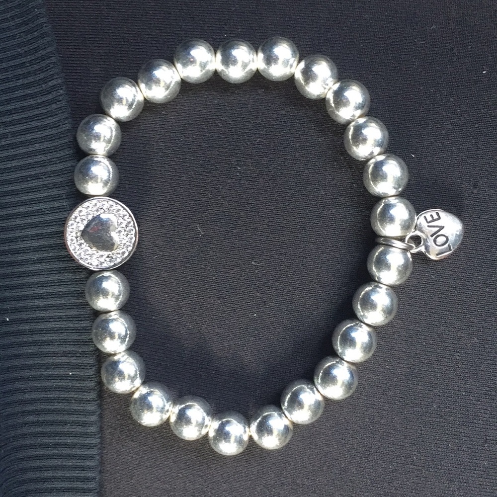 Silver Beads with Heart ❤️ and Love Charm.